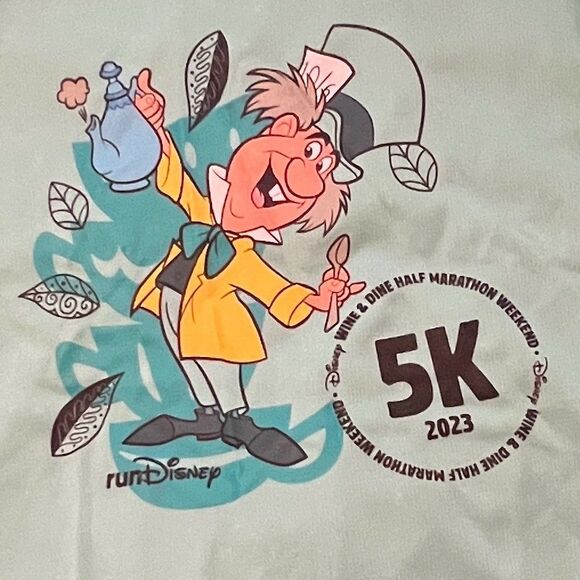 Disney Tops - runDisney Wine & Dine Half Marathon 5K Mad Hatter Shirt Unisex L Teal